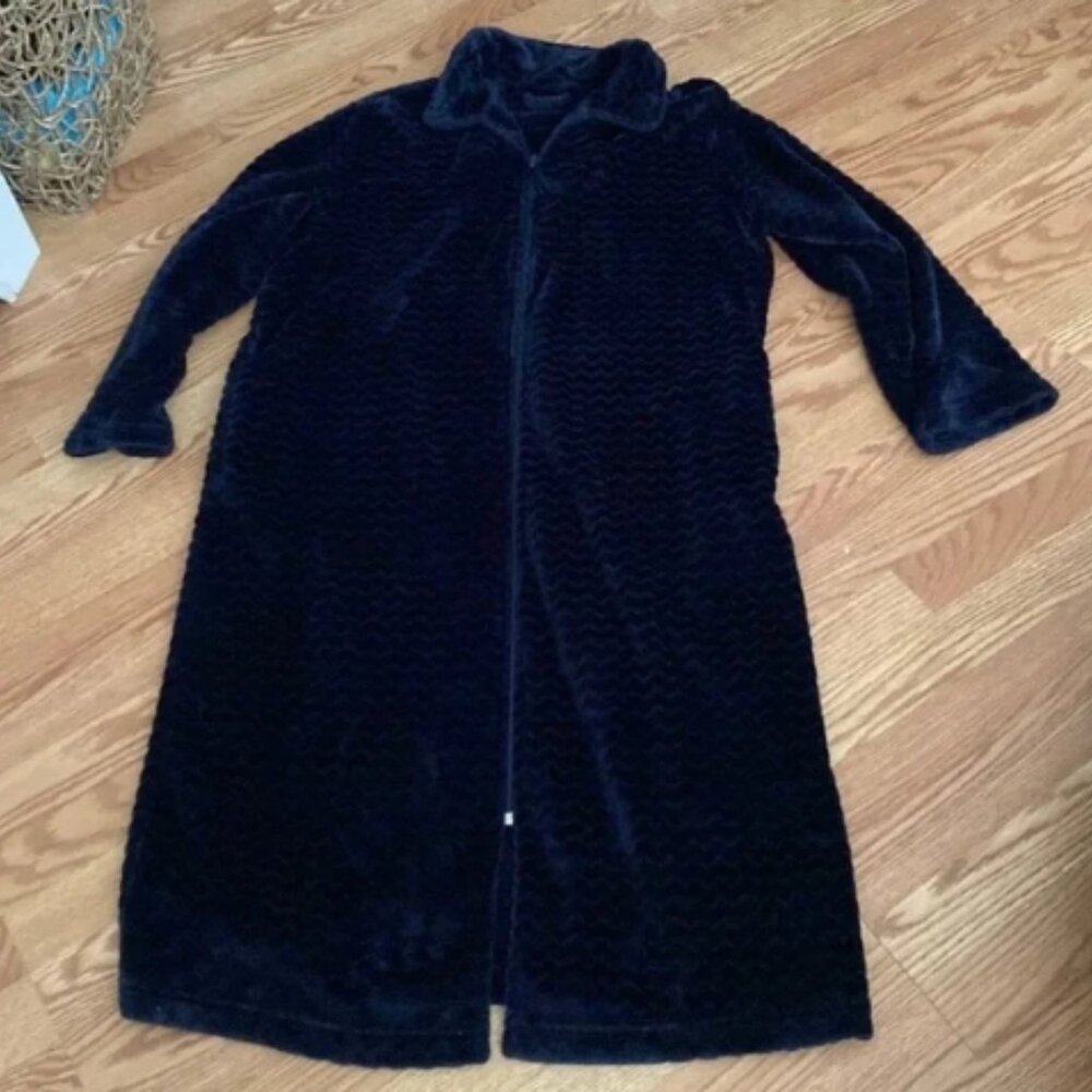 Long Zip Up Faux Fur Fleece Robe M